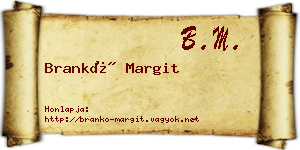 Brankó Margit névjegykártya